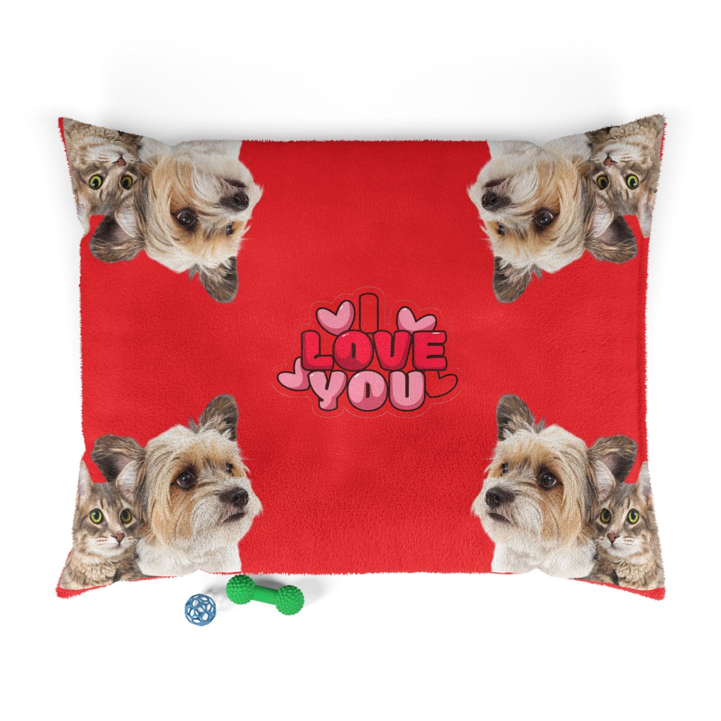 Cozy Pet Bed for Cats and Dogs - 'I Love You' Design, Ideal for Valentine's Day, Pet Lovers, Home Decor, Gift Ideas, Paw Prints