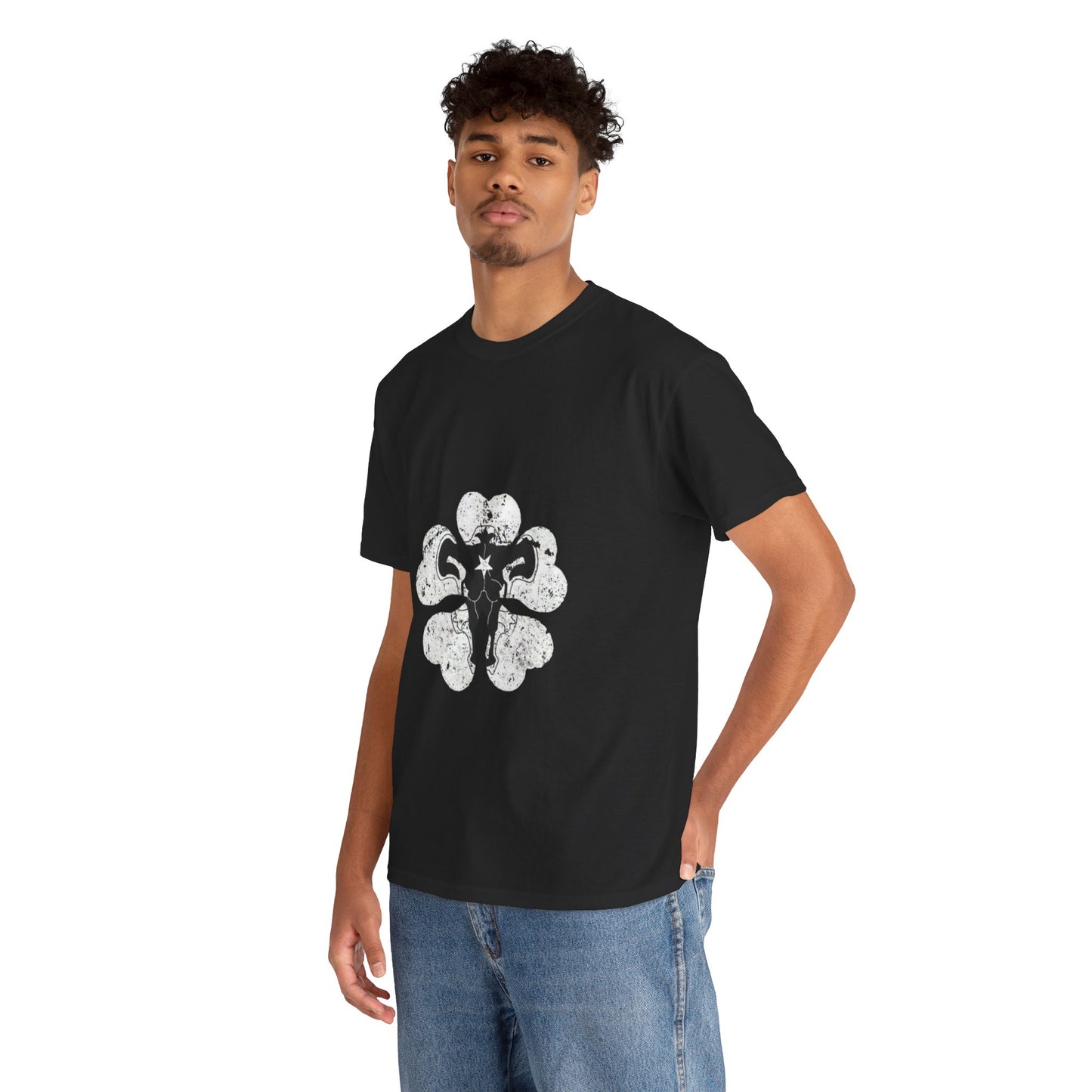 Black Elephant Floral Unisex Heavy Cotton Tee - Botanical Art, Graphic Tee, Casual Wear, Eco-Friendly Fashion, Unique Gift Idea