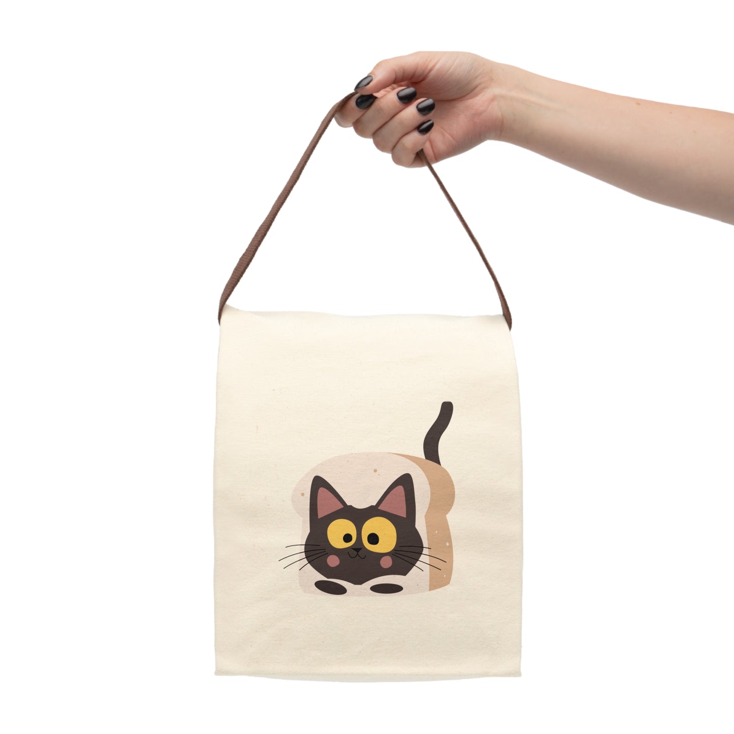 Cute Cat Canvas Lunch Bag with Strap | Pet Lover Gift, Eco-Friendly Lunch Tote, Fun Kids Lunch Bag, School Accessories, Cat Lover Gifts
