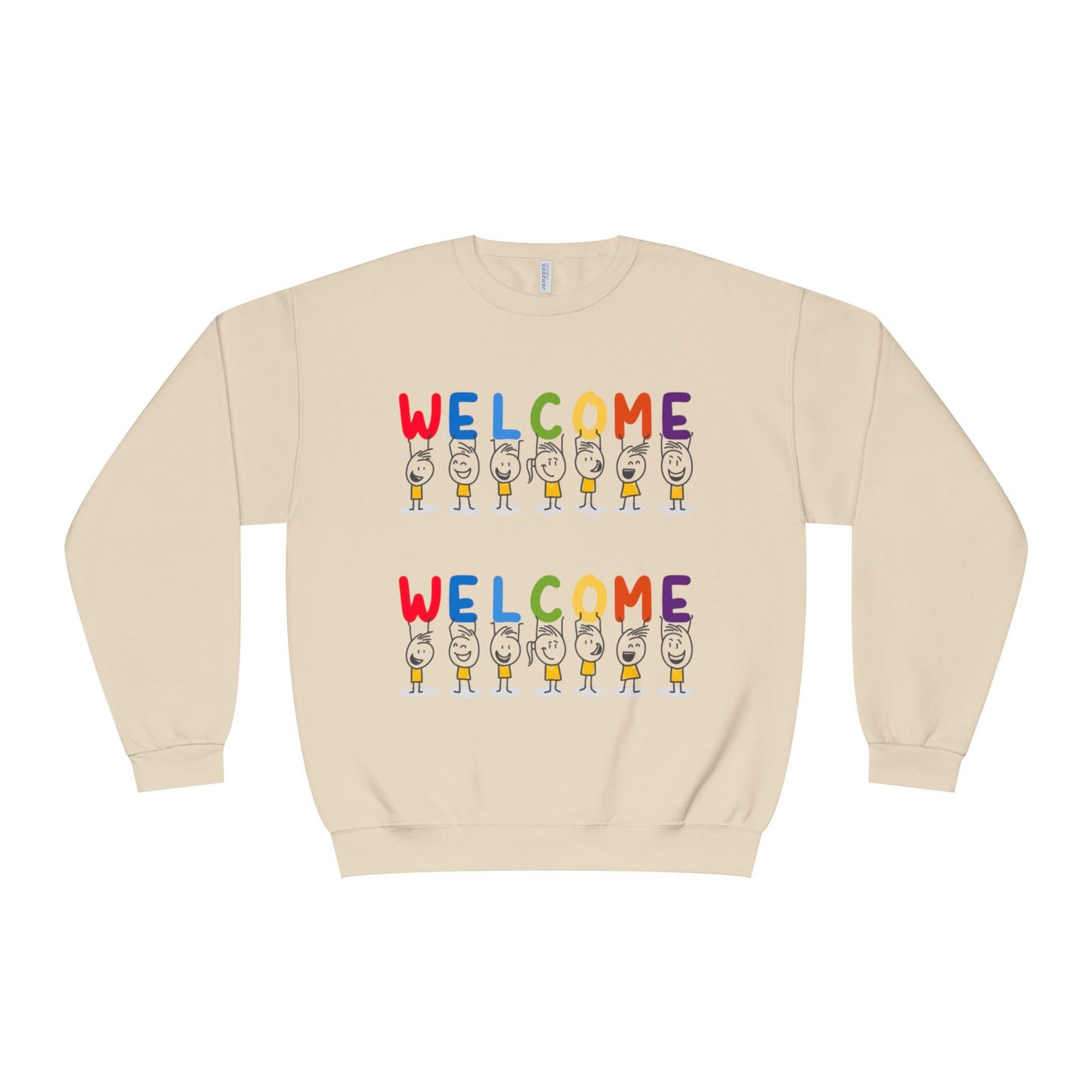 Welcome Crewneck Sweatshirt, Cozy Unisex Sweatshirt, Gifts for Home, Casual Wear, Birthday Gift, Inclusive Apparel