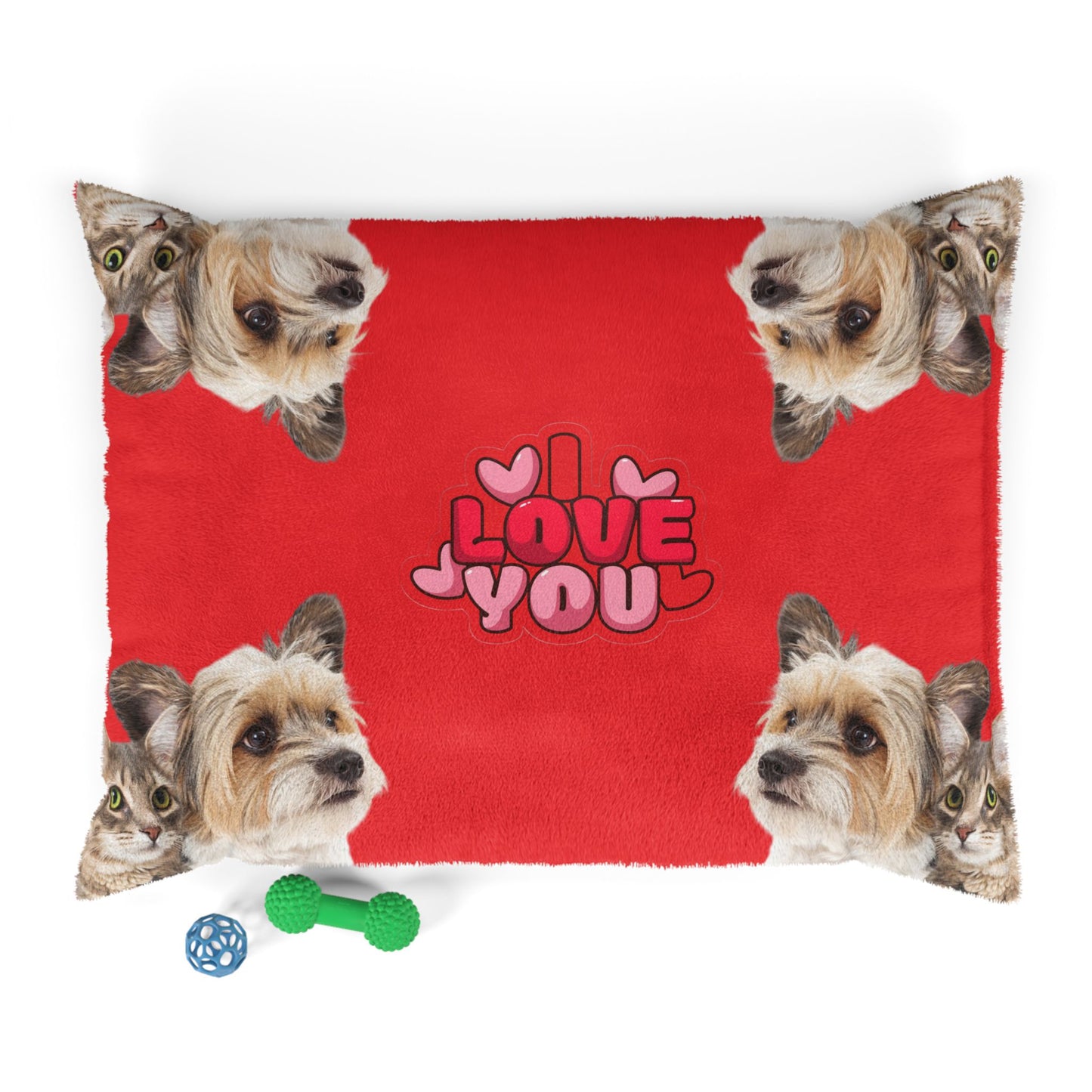 Cozy Pet Bed for Cats and Dogs - 'I Love You' Design, Ideal for Valentine's Day, Pet Lovers, Home Decor, Gift Ideas, Paw Prints
