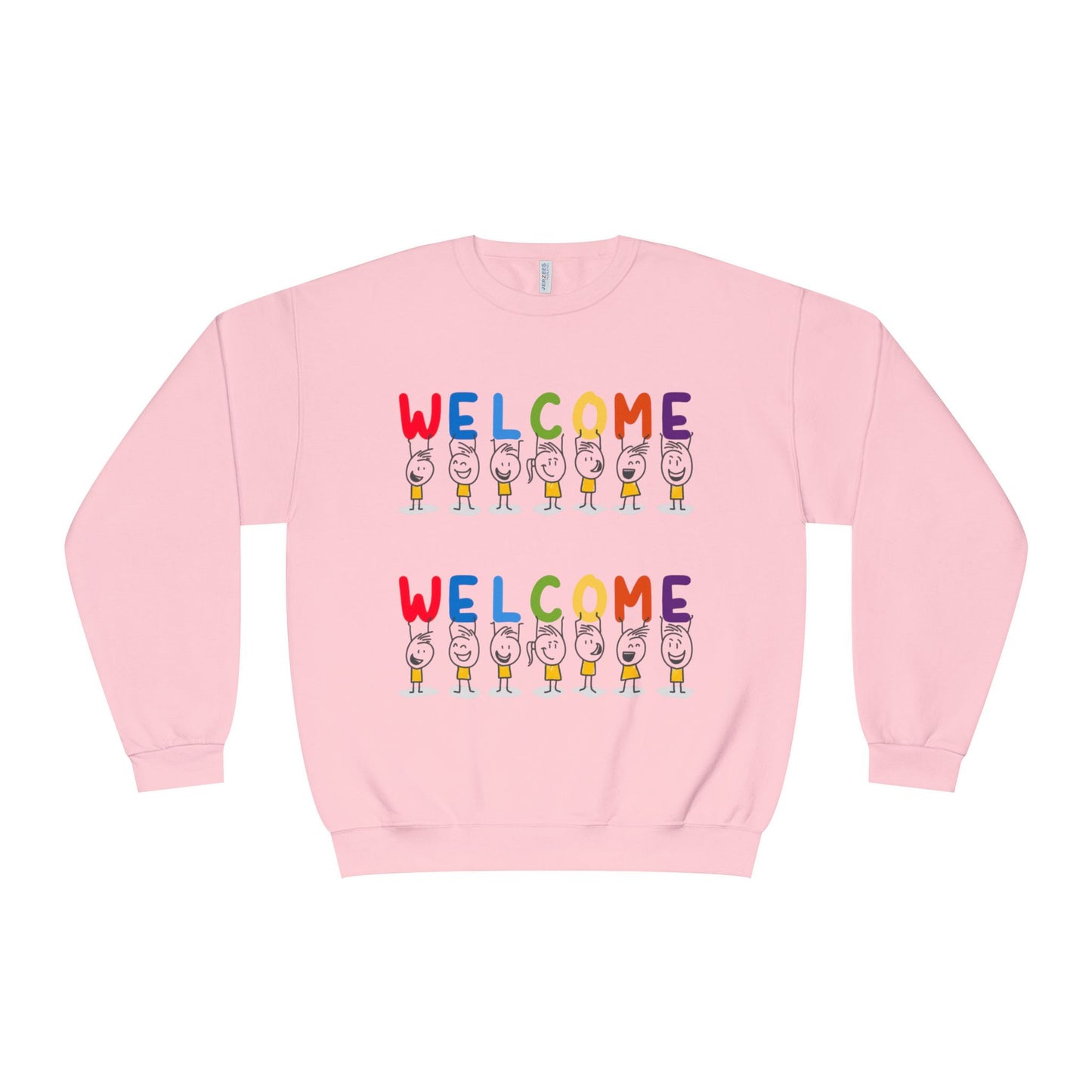 Welcome Crewneck Sweatshirt, Cozy Unisex Sweatshirt, Gifts for Home, Casual Wear, Birthday Gift, Inclusive Apparel