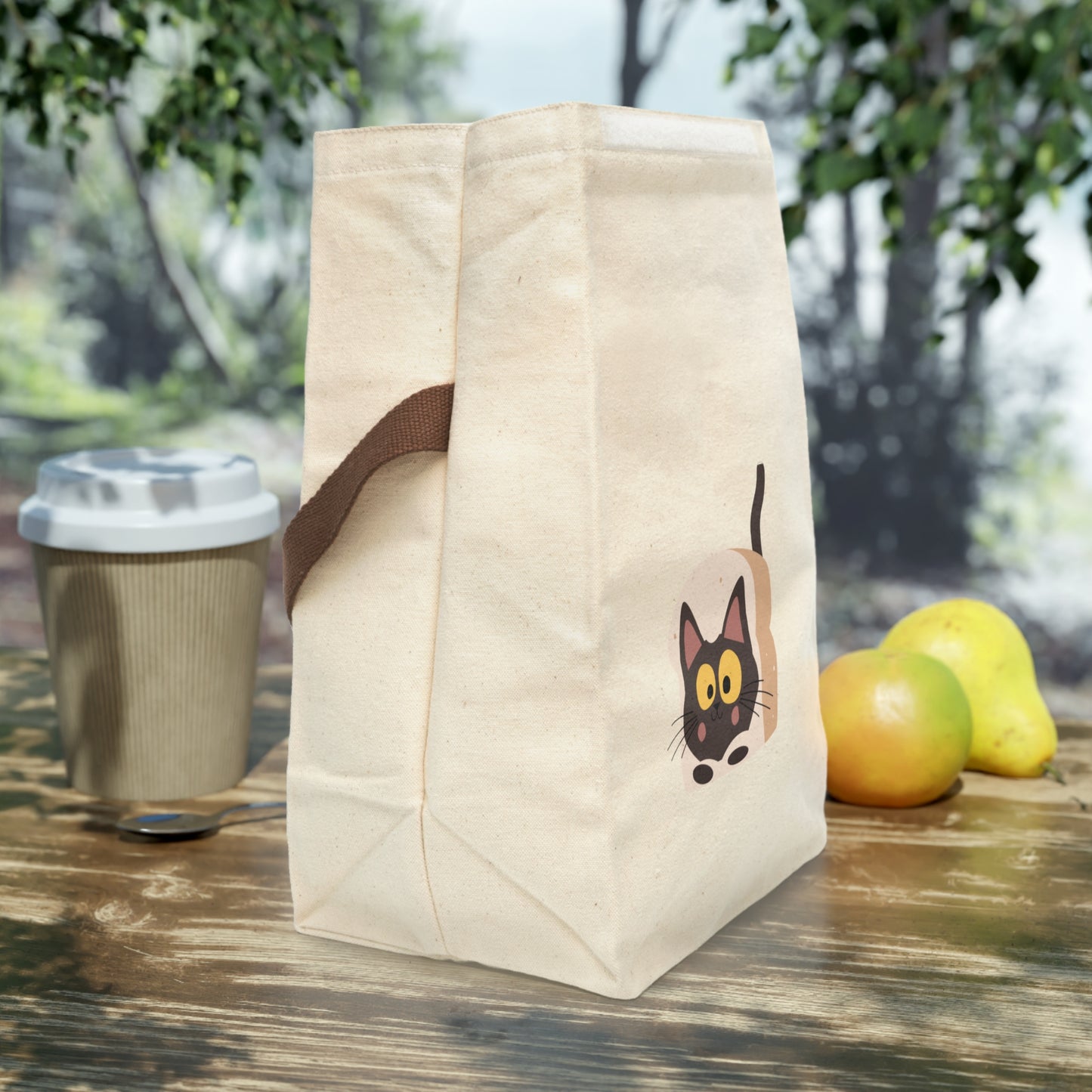 Cute Cat Canvas Lunch Bag with Strap | Pet Lover Gift, Eco-Friendly Lunch Tote, Fun Kids Lunch Bag, School Accessories, Cat Lover Gifts