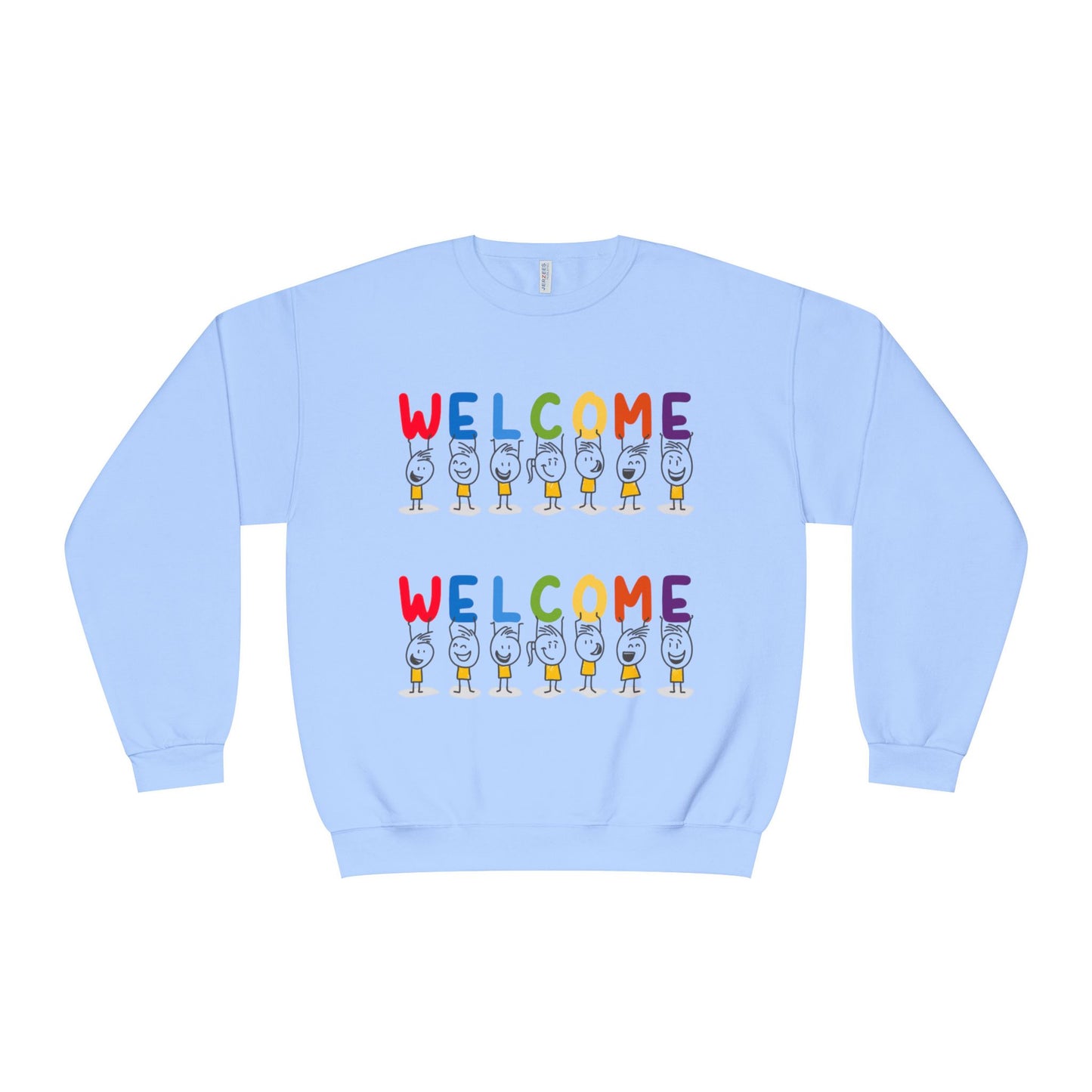 Welcome Crewneck Sweatshirt, Cozy Unisex Sweatshirt, Gifts for Home, Casual Wear, Birthday Gift, Inclusive Apparel