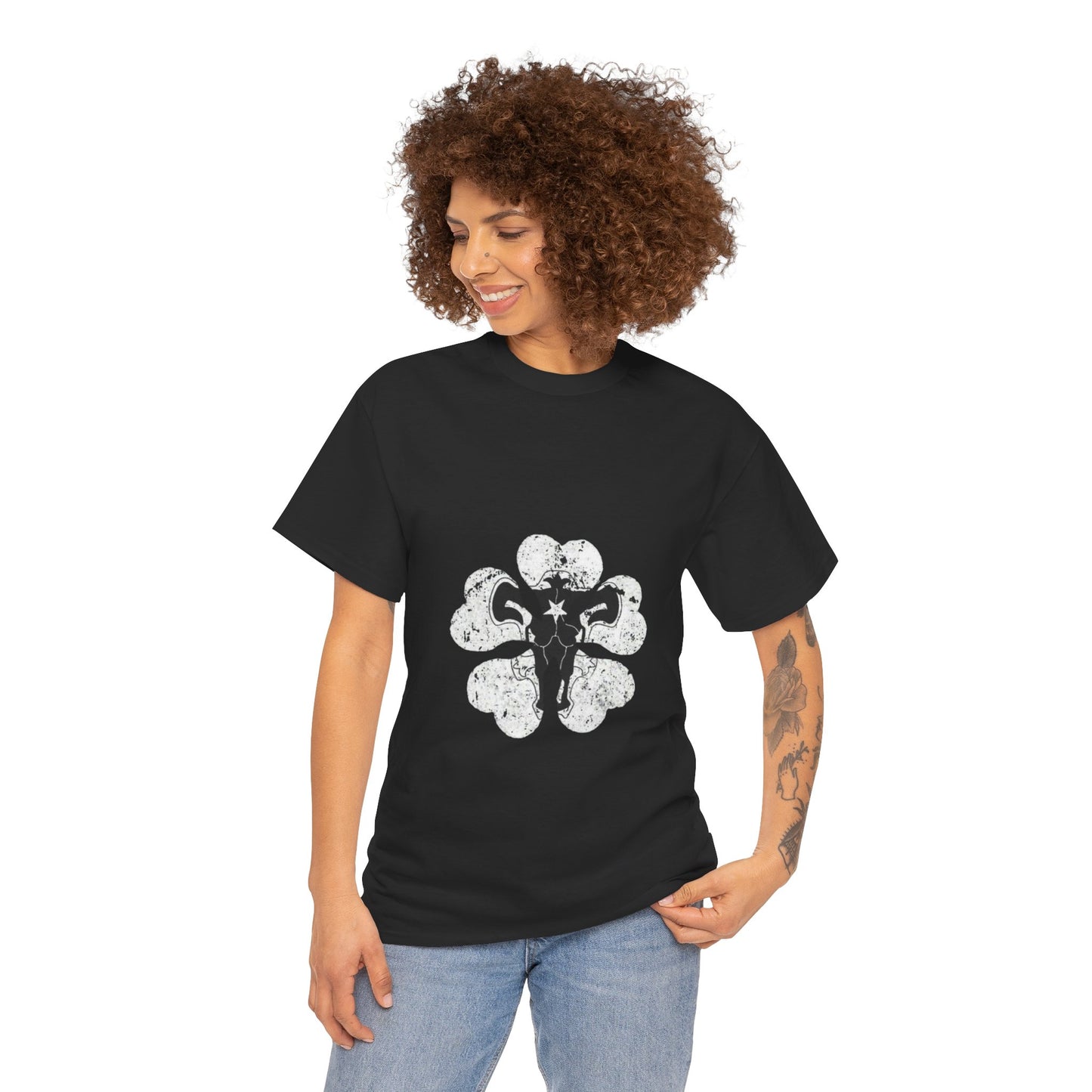 Black Elephant Floral Unisex Heavy Cotton Tee - Botanical Art, Graphic Tee, Casual Wear, Eco-Friendly Fashion, Unique Gift Idea