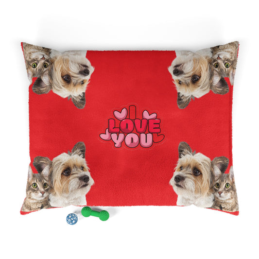 Cozy Pet Bed for Cats and Dogs - 'I Love You' Design, Ideal for Valentine's Day, Pet Lovers, Home Decor, Gift Ideas, Paw Prints