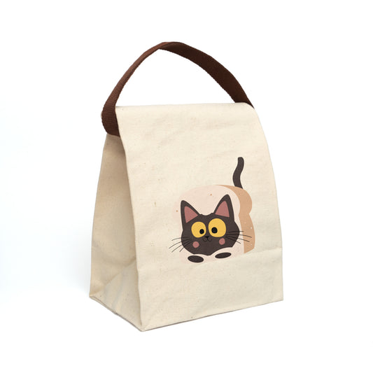 Cute Cat Canvas Lunch Bag with Strap | Pet Lover Gift, Eco-Friendly Lunch Tote, Fun Kids Lunch Bag, School Accessories, Cat Lover Gifts