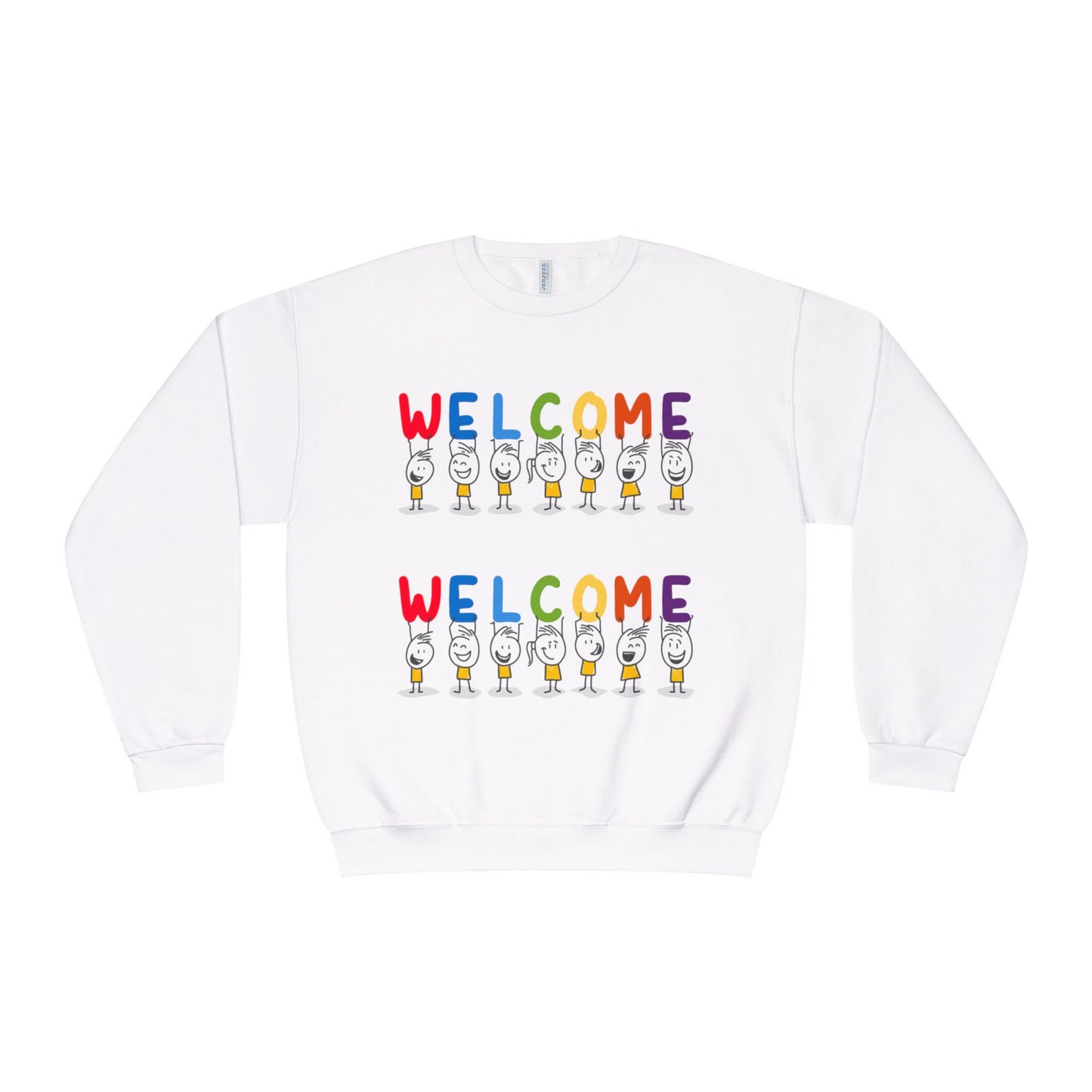 Welcome Crewneck Sweatshirt, Cozy Unisex Sweatshirt, Gifts for Home, Casual Wear, Birthday Gift, Inclusive Apparel
