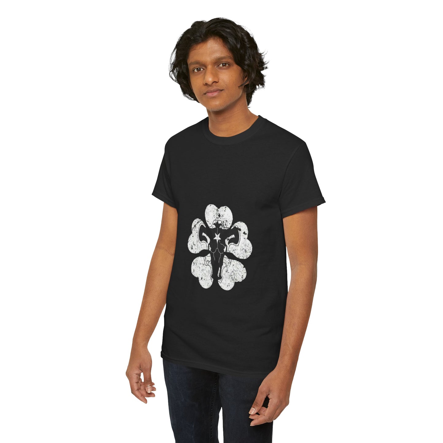 Black Elephant Floral Unisex Heavy Cotton Tee - Botanical Art, Graphic Tee, Casual Wear, Eco-Friendly Fashion, Unique Gift Idea