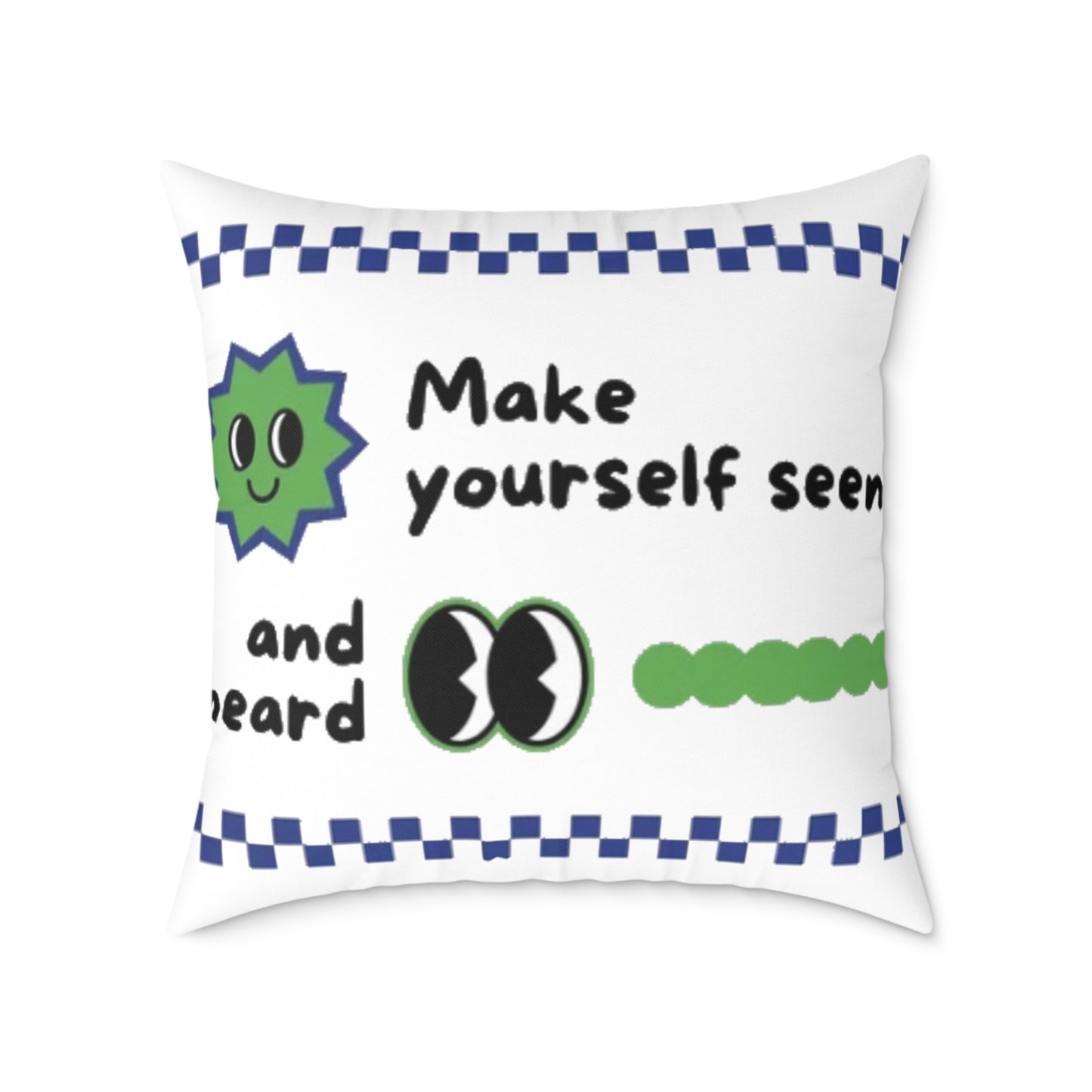 Playful Square Poly Canvas Pillow for Kids, Fun Decor for Bedrooms, Make Yourself Seen and Heard, Gifts for Children, Whimsical Home [...]