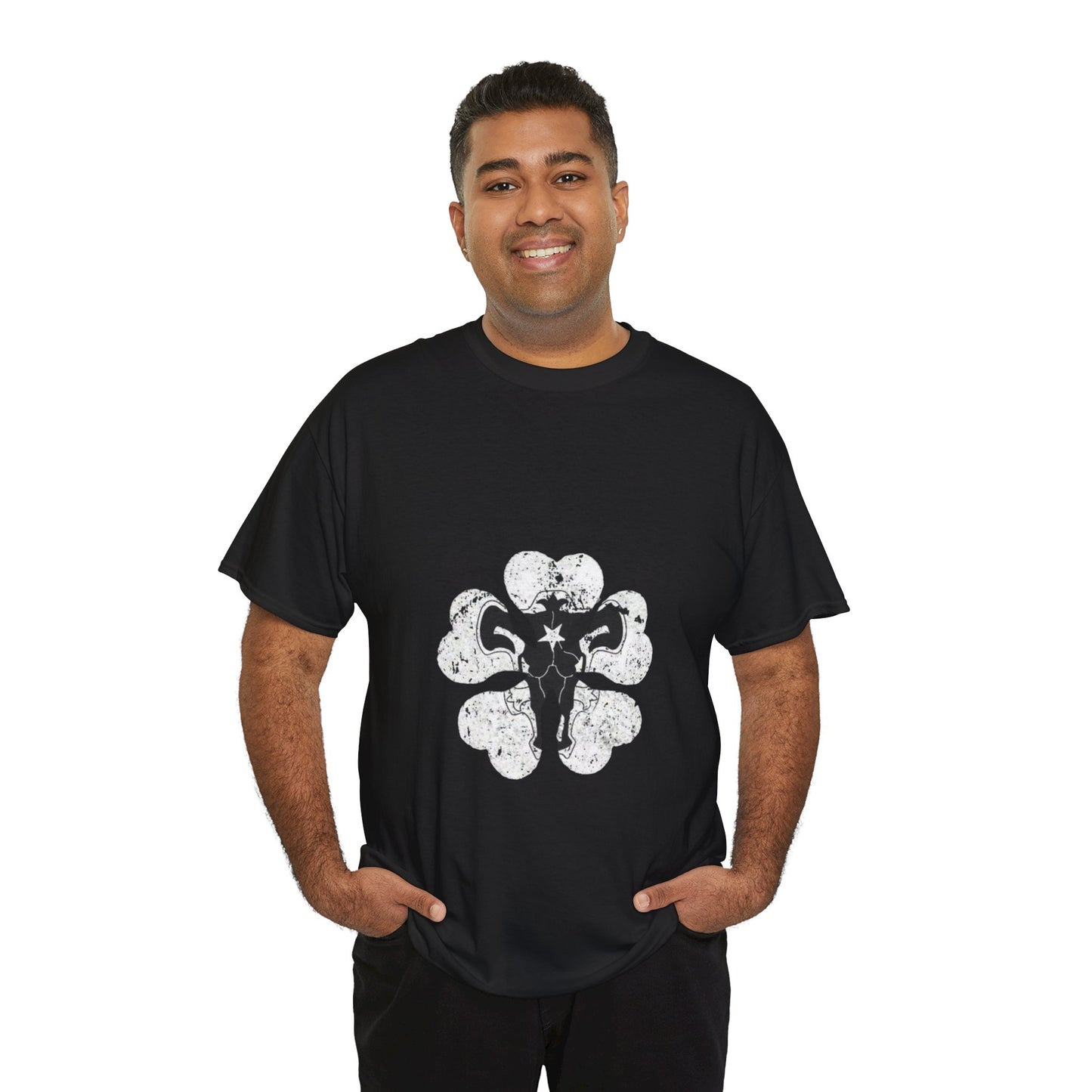 Black Elephant Floral Unisex Heavy Cotton Tee - Botanical Art, Graphic Tee, Casual Wear, Eco-Friendly Fashion, Unique Gift Idea