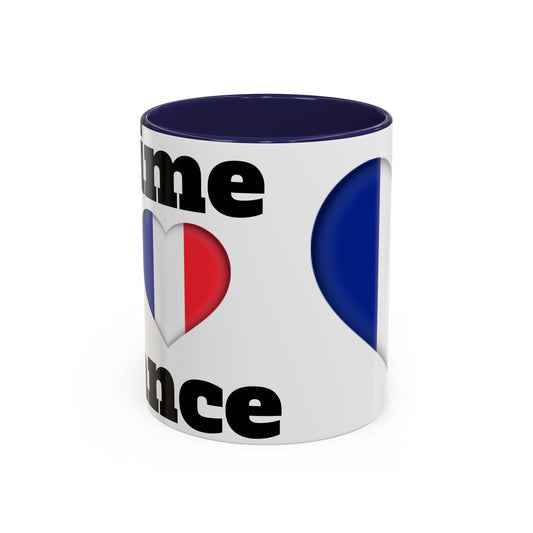 French Love Accent Mug, Coffee Lovers Gift, France Themed Coffee Cup, Travel Souvenir, Heart Design Mug