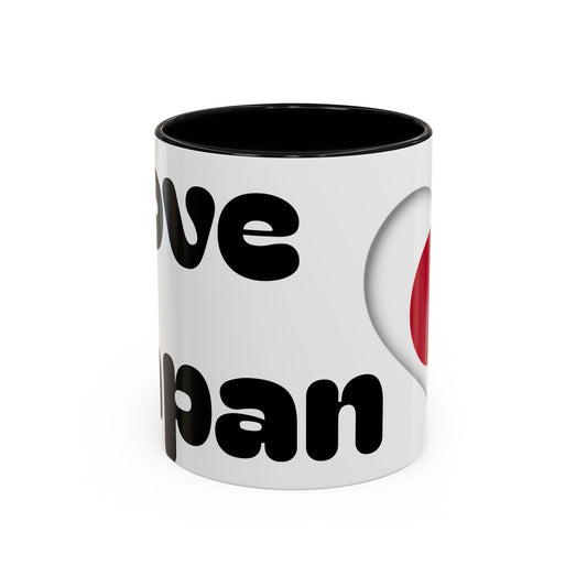 Japanese Love Accent Coffee Mug - 11oz & 15oz, Gift for Japan Lovers, Cute Coffee Cup, Travel Souvenir, Heart Design, Japanese Culture