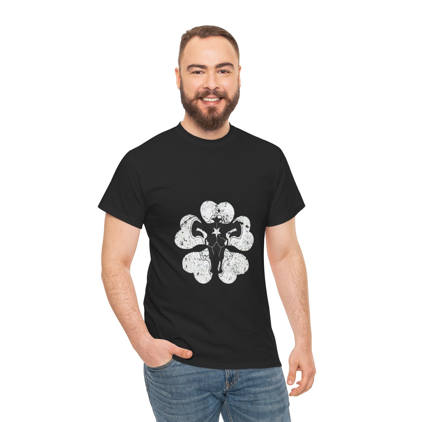 Black Elephant Floral Unisex Heavy Cotton Tee - Botanical Art, Graphic Tee, Casual Wear, Eco-Friendly Fashion, Unique Gift Idea