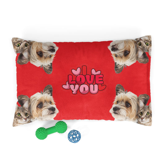 Cozy Pet Bed for Cats and Dogs - 'I Love You' Design, Ideal for Valentine's Day, Pet Lovers, Home Decor, Gift Ideas, Paw Prints