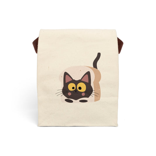 Cute Cat Canvas Lunch Bag with Strap | Pet Lover Gift, Eco-Friendly Lunch Tote, Fun Kids Lunch Bag, School Accessories, Cat Lover Gifts