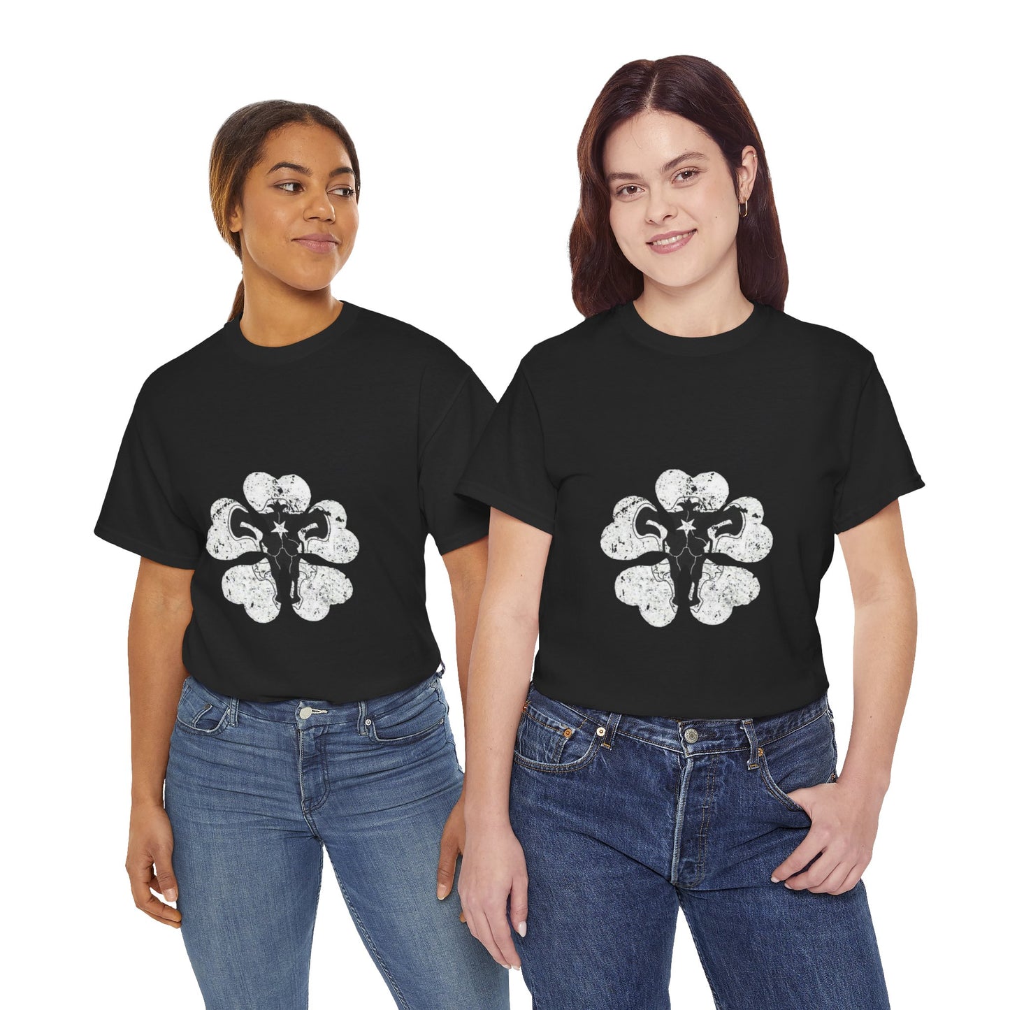 Black Elephant Floral Unisex Heavy Cotton Tee - Botanical Art, Graphic Tee, Casual Wear, Eco-Friendly Fashion, Unique Gift Idea